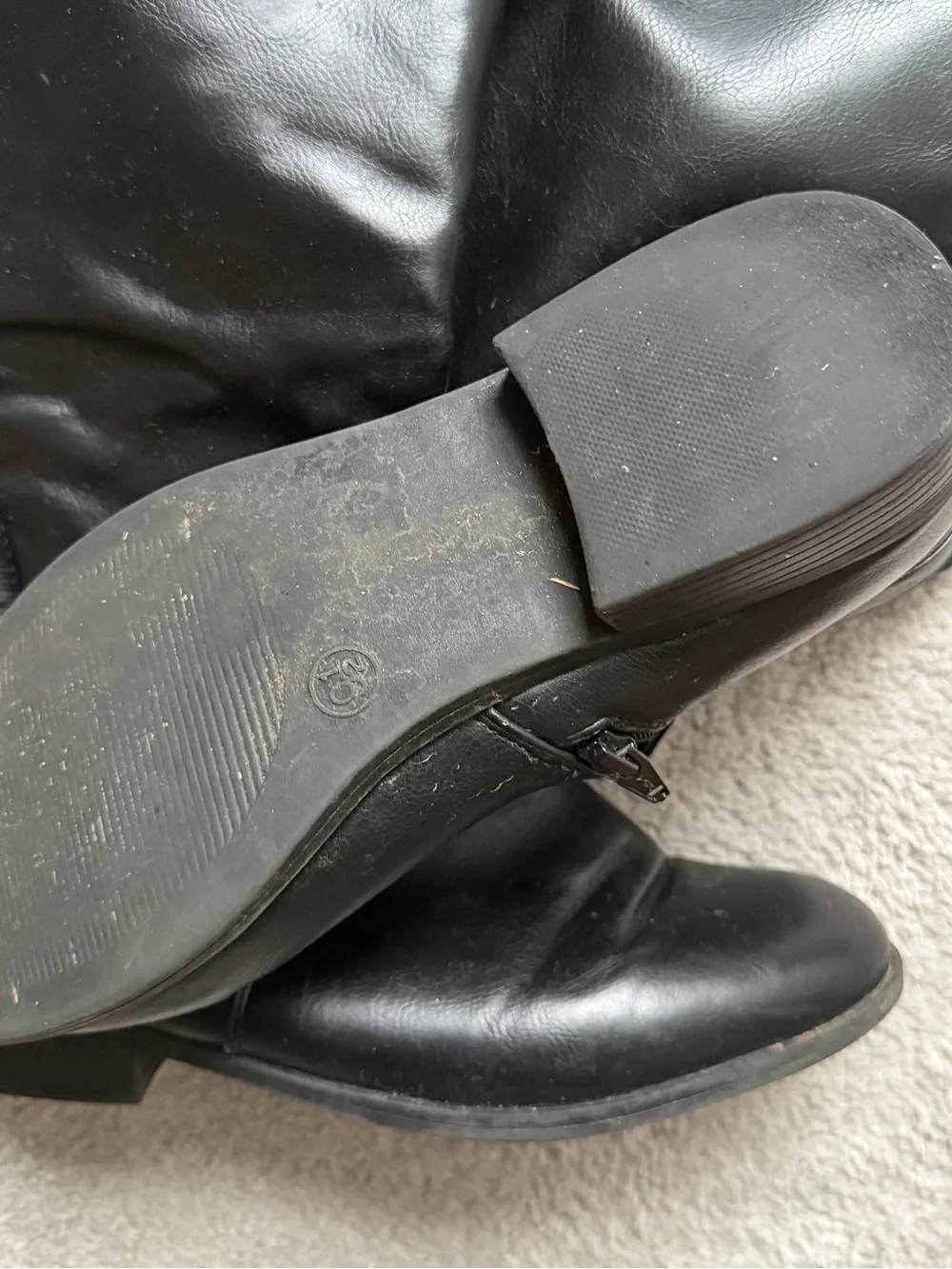 Black Leather Knee-High Riding Boots